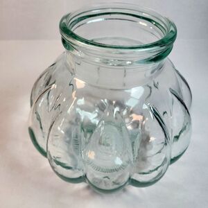 Large Vintage Green Glass Pumpkin Kitchen Apothecary Jar Large Size